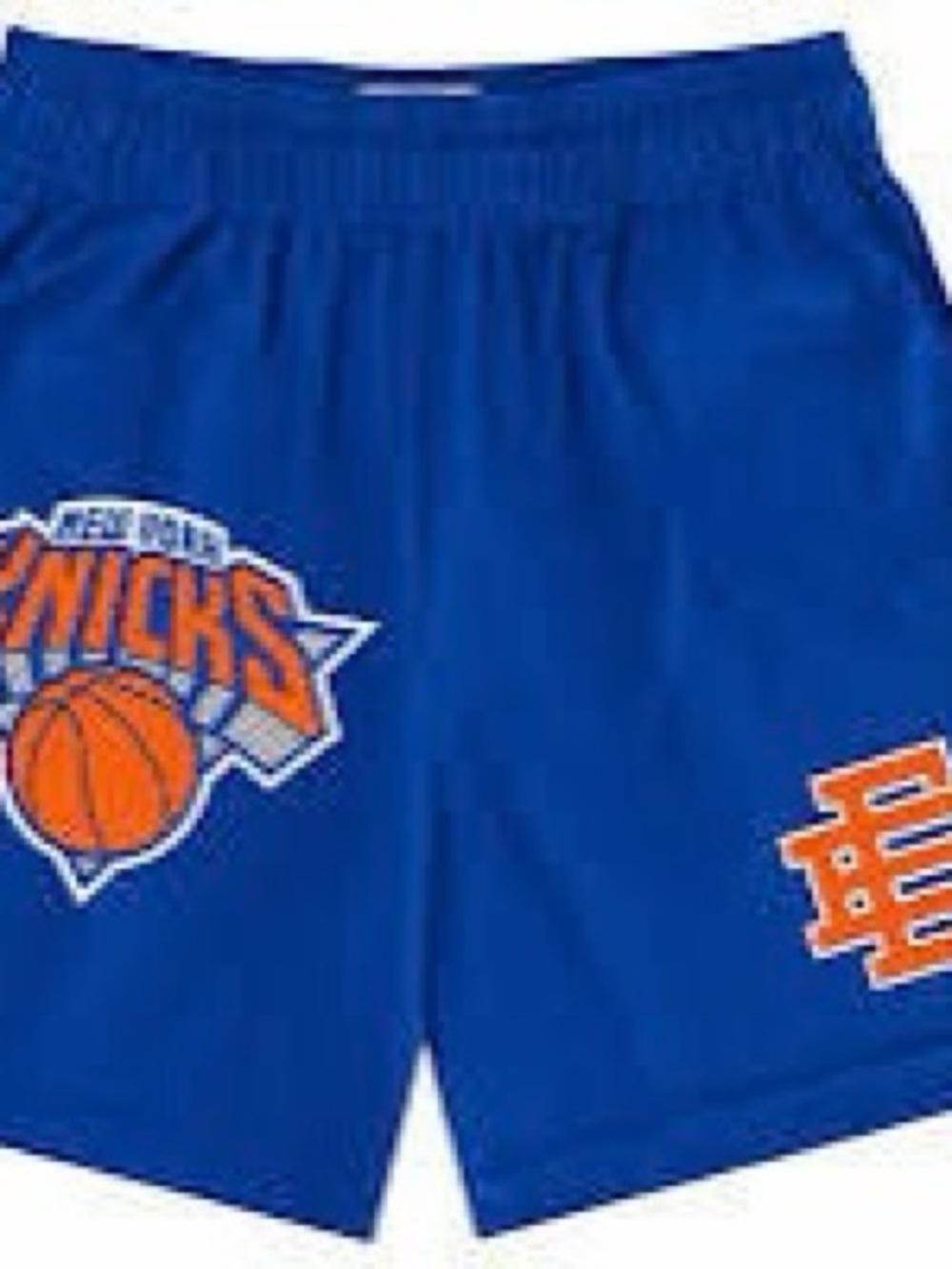 Eric Emanuel Royal Blue Kids Basketball Shorts with Orange Logo